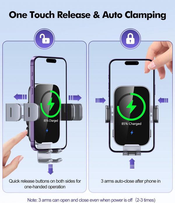 ISEYOU Car Phone Holder Wireless Charger, 15W Fast Charging ... - Image 4