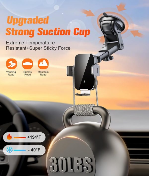 ISEYOU Car Phone Holder Wireless Charger Auto Clamping, 15W ... - Image 5
