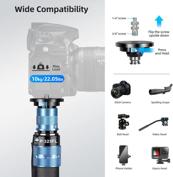 SIRUI P-325FL Camera Monopod for Photography, 170cm Carbon F... - Image 9