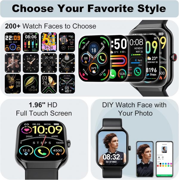 Smart Watch for Men Women Answer/Make Call, 1.96" HD Touch S... - Image 4