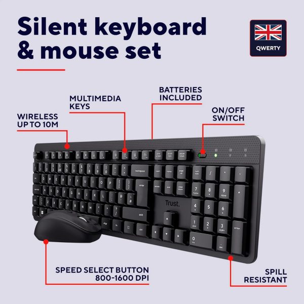 Trust Ymo II Silent Wireless Keyboard and Mouse Set QWERTY U... - Image 4