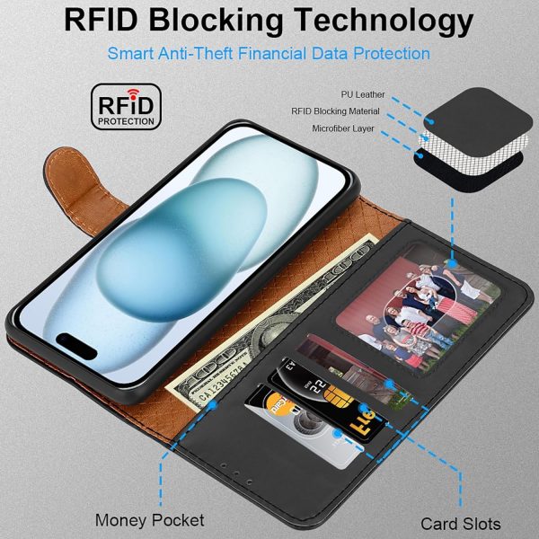 iCatchy for iPhone 15 Case Leather Wallet Flip Protective Co... - Image 3