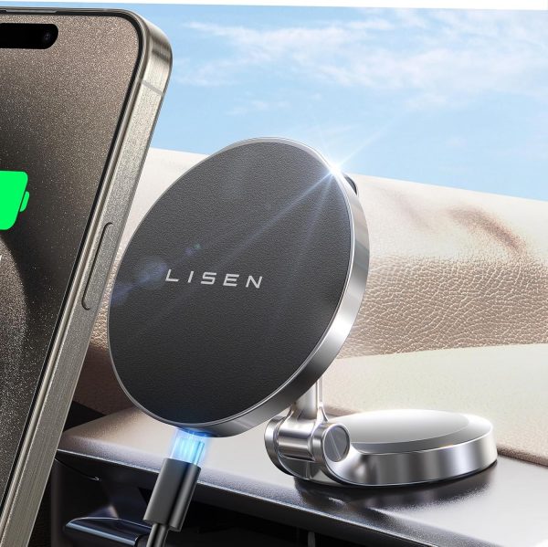 LISEN 15W Magsafe Car Mount Charger, Wireless Charger iPhone... - Image 3