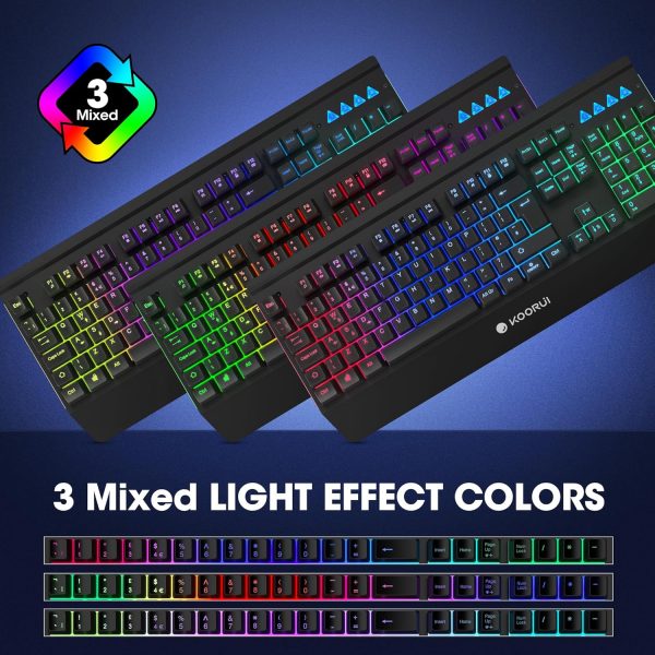 KOORUI Gaming Keyboard Mouse Set, 104 Keys QWERTY Layout wit... - Image 4