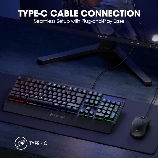 KOORUI Gaming Keyboard Mouse Set, 104 Keys QWERTY Layout wit... - Image 6
