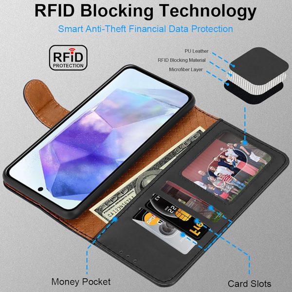 iCatchy for Samsung Galaxy A55 Case Leather Wallet Book Flip... - Image 4