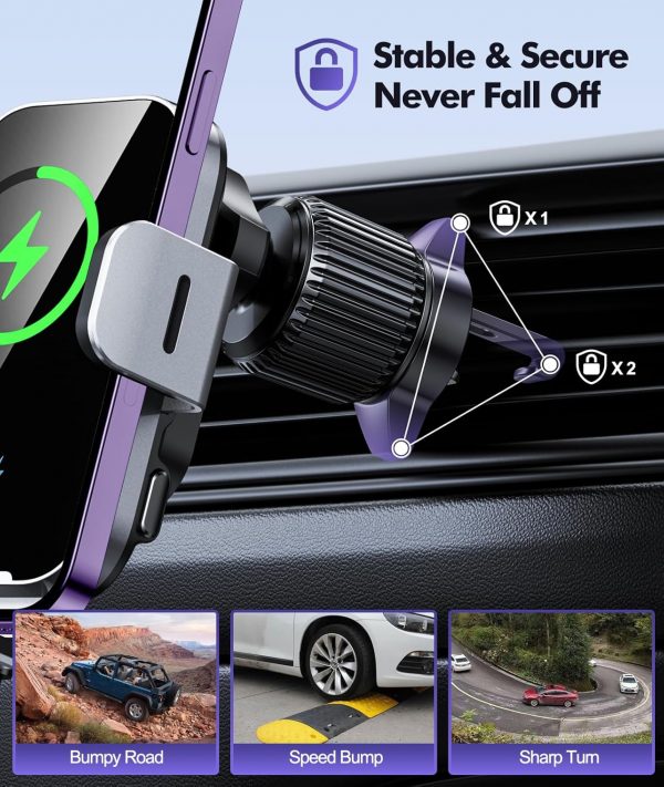 ISEYOU Car Phone Holder Wireless Charger, 15W Fast Charging ... - Image 5
