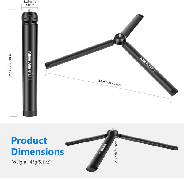 NEEWER Mini Metal Tripod, Table Stand, Desktop Compact Tripo... - Image 3