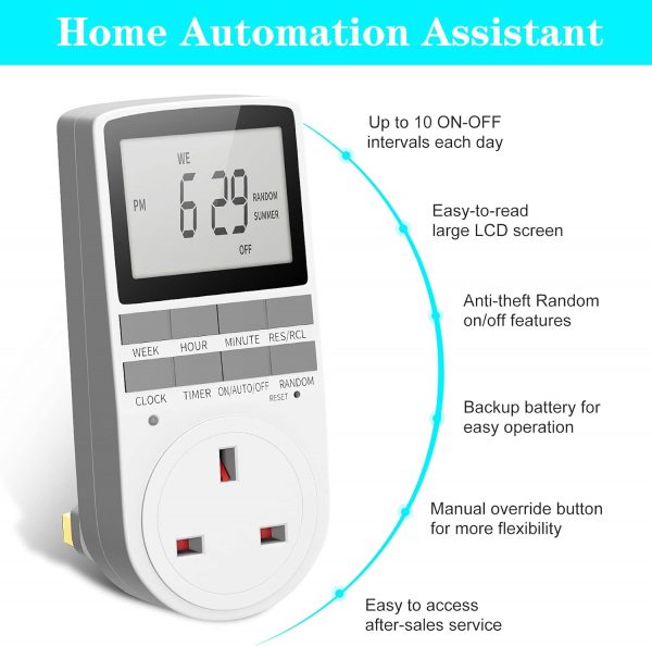 URBZUE Digital Timer Plug Socket, Programmable Switch Timer ... - Image 3