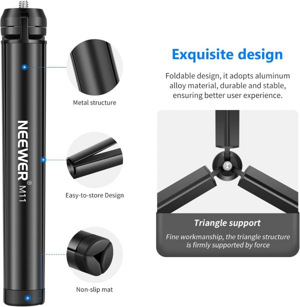 NEEWER Mini Metal Tripod, Table Stand, Desktop Compact Tripo... - Image 5