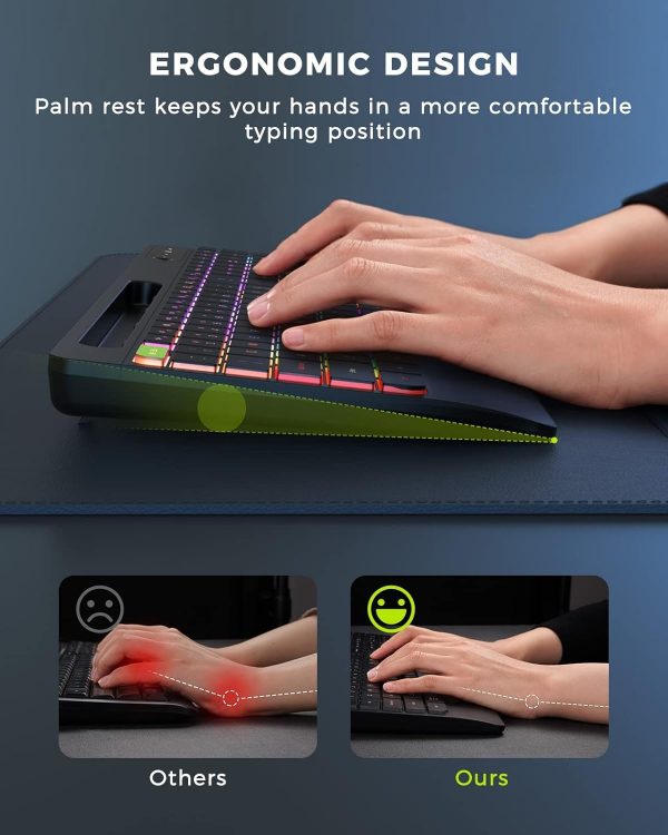 seenda 2.4G Wireless Keyboard and Mouse Combo with Rainbow B... - Image 3