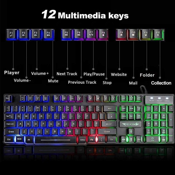Wired 104 Keys Gaming Keyboard Mouse 3D Stereo Gaming Headse... - Image 4