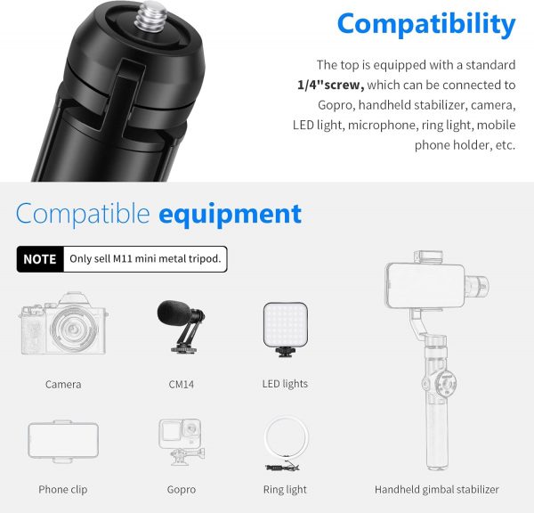 NEEWER Mini Metal Tripod, Table Stand, Desktop Compact Tripo... - Image 4