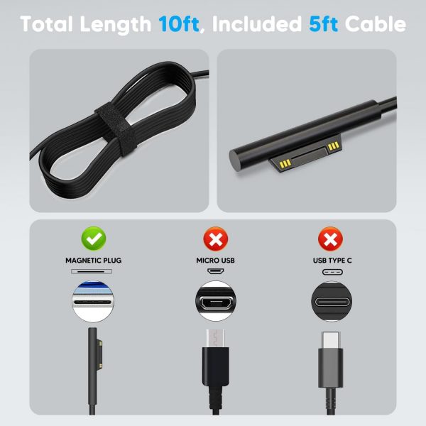 Surface Pro Charger for 65W Microsoft Surface Pro 10/9/8/X/7... - Image 7
