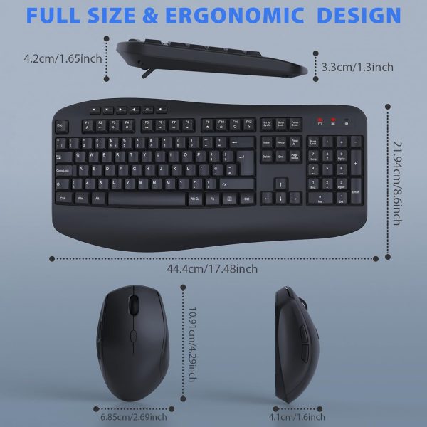 Wireless Keyboard and Mouse Set, 2.4GHz USB Connection, Full... - Image 6