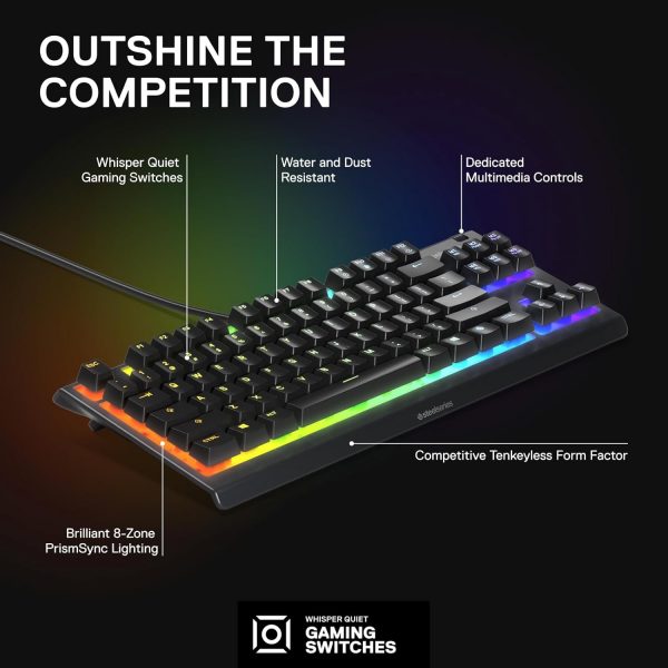 SteelSeries Apex 3 TKL - RGB Gaming Keyboard - Tenkeyless Co... - Image 4