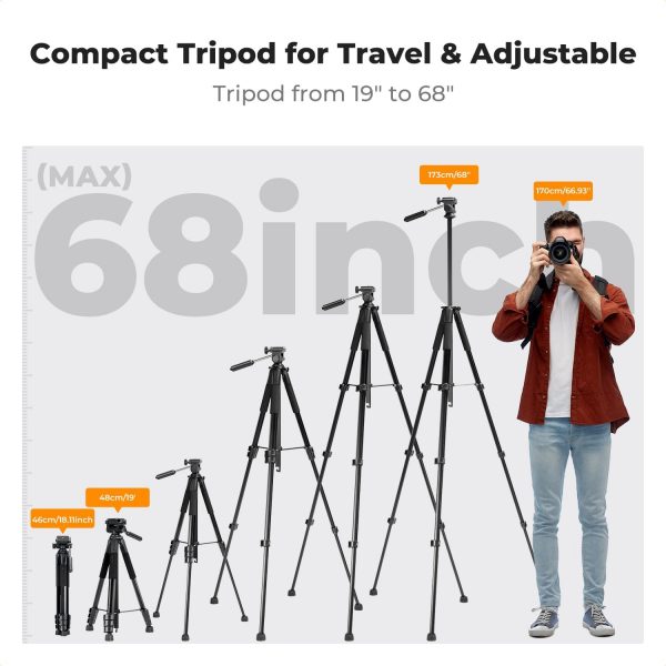 K&F Concept Compact 68'' Lightweight Tripod for DSLR Camera,... - Image 5