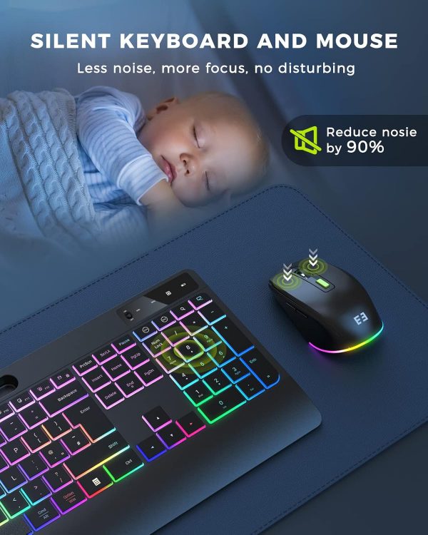 seenda 2.4G Wireless Keyboard and Mouse Combo with Rainbow B... - Image 8
