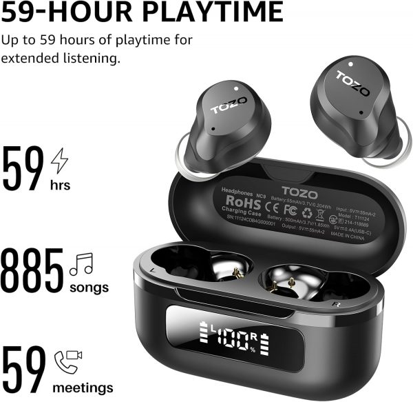 TOZO Hybrid Active Noise Cancelling Earbuds, 45dB ANC Wirele... - Image 4