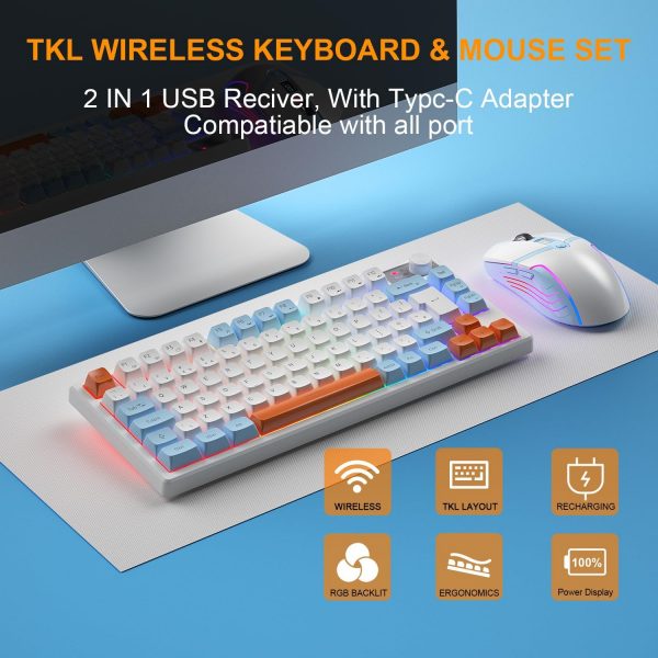 Rewurnth Wireless Keyboard and Mouse Set, 75% Compact UK Lay... - Image 8