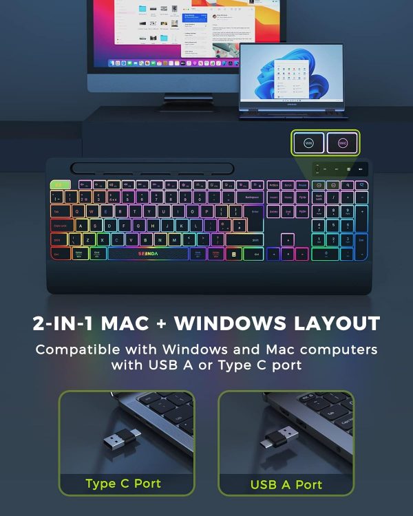 seenda 2.4G Wireless Keyboard and Mouse Combo with Rainbow B... - Image 6