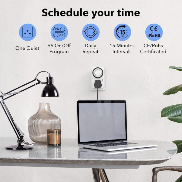 HBN 24 Hour Programmable Mechanical Timer Plug Switch, Energ... - Image 5