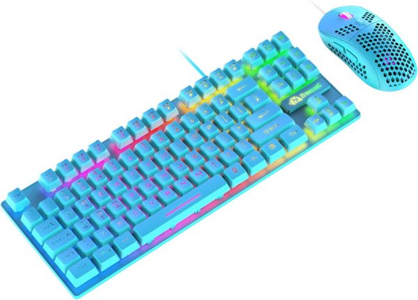 RGB Gaming Keyboard & Mouse, 88 Keys Rainbow Backlit, QWERTY... - Image 10