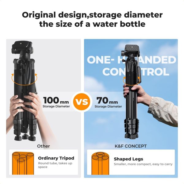 K&F Concept Compact 68'' Lightweight Tripod for DSLR Camera,... - Image 3