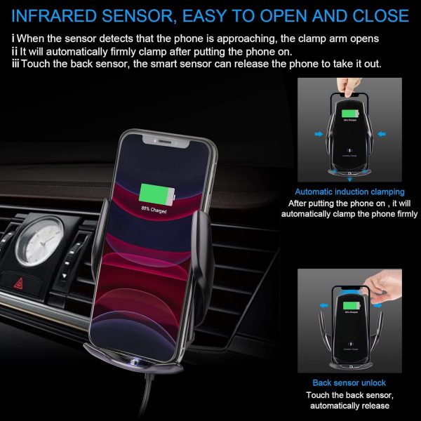 YUSHIHU Wireless Car Charger,15 W Qi Charging, Automatic Sen... - Image 6