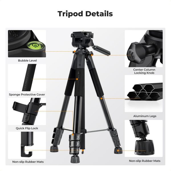 K&F Concept Compact 68'' Lightweight Tripod for DSLR Camera,... - Image 10