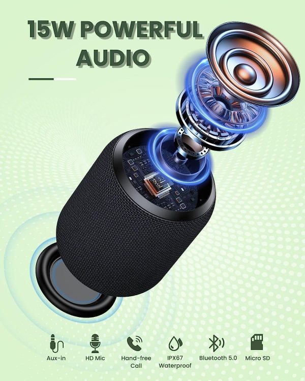 NOTABRICK Bluetooth Speaker, 15W Portable Speakers Bluetooth... - Image 3