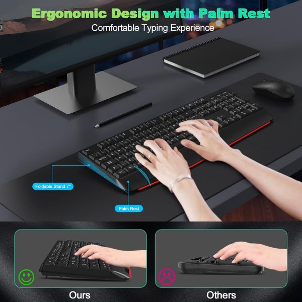 cimetech JQ725 Wireless Keyboard and Mouse, 2.4G Ergonomic K... - Image 3