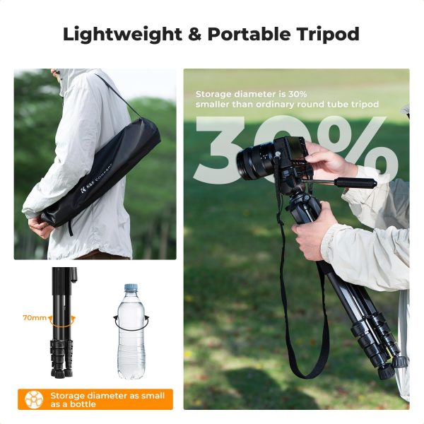 75'' Lightweight Tripod, K&F Concept Compact Tripod for DSLR... - Image 4