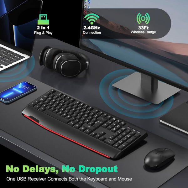 cimetech JQ725 Wireless Keyboard and Mouse, 2.4G Ergonomic K... - Image 4