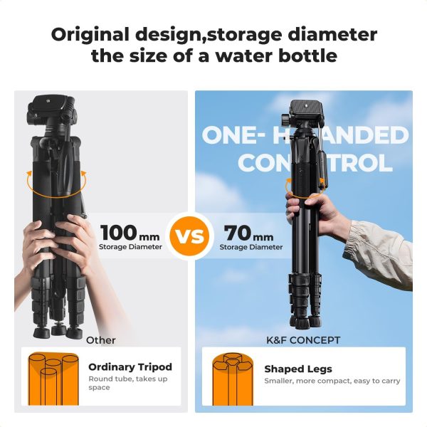 75'' Lightweight Tripod, K&F Concept Compact Tripod for DSLR... - Image 3