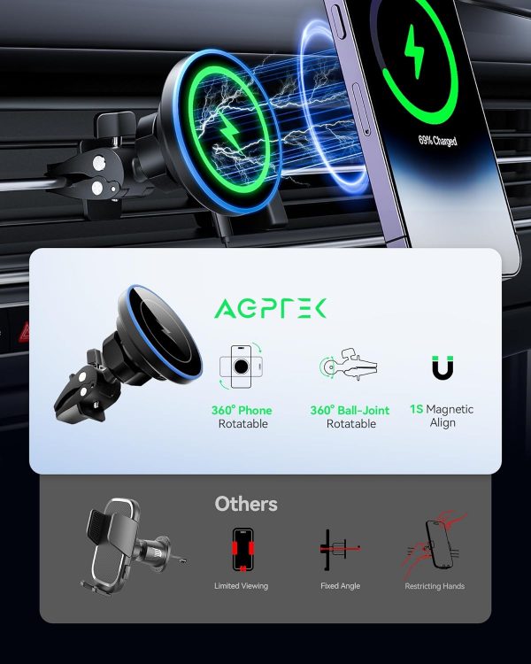 Wireless Car Charger, AGPTEK Mag-safe Car Phone Holder, Car ... - Image 8