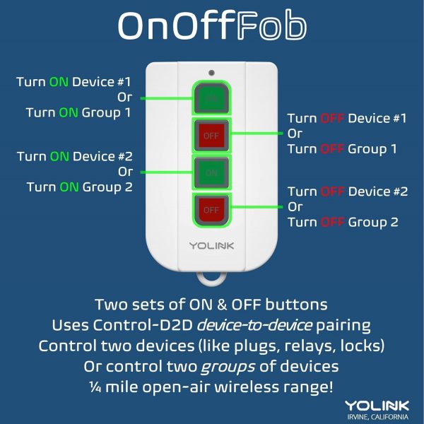 YoLink On/OffFob, Smart Buttons Fob for use with YoLink Smar... - Image 4
