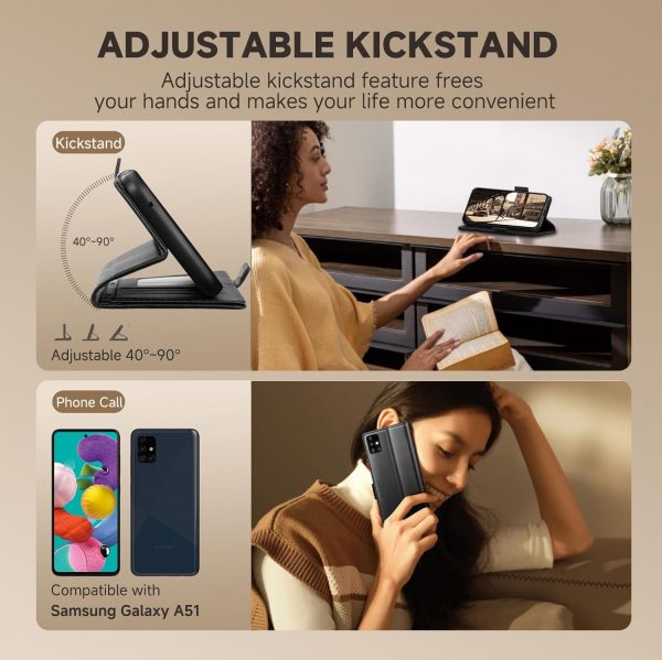CASBST for Samsung Galaxy A51 Case, Kickstand Flip Leather W... - Image 6