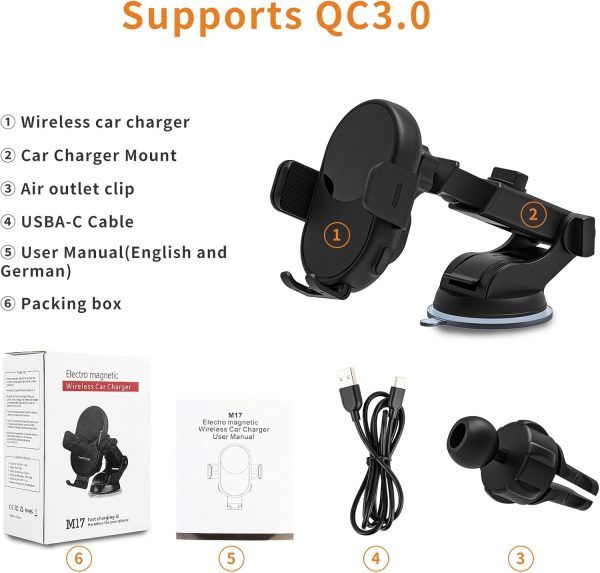 Wireless Car Charger, 15W Qi Fast Car Phone Holder Wireless ... - Image 8