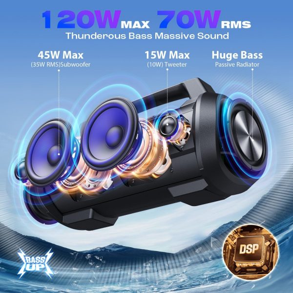 W-KING 120W Max Bluetooth Speaker, IPX6 Waterproof Portable ... - Image 3