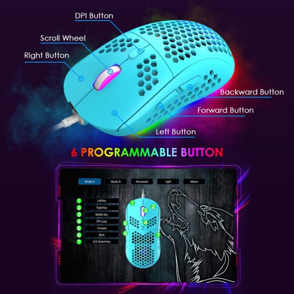RGB Gaming Keyboard & Mouse, 88 Keys Rainbow Backlit, QWERTY... - Image 6