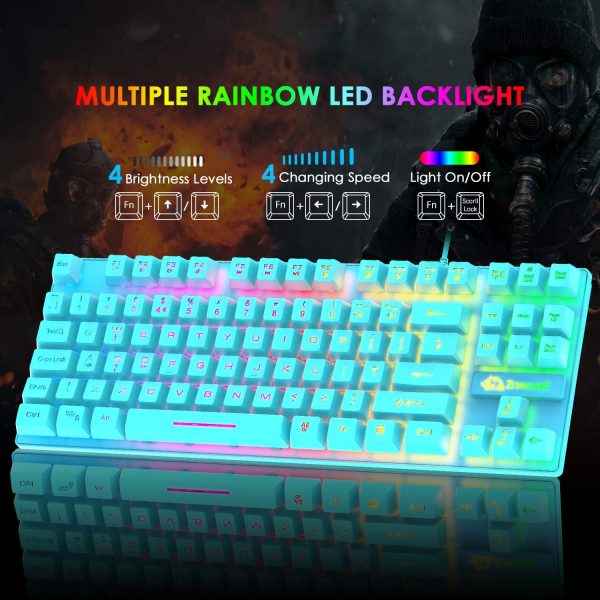 RGB Gaming Keyboard & Mouse, 88 Keys Rainbow Backlit, QWERTY... - Image 3