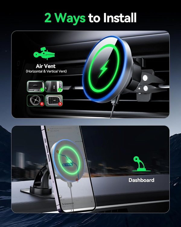 Wireless Car Charger, AGPTEK Mag-safe Car Phone Holder, Car ... - Image 6