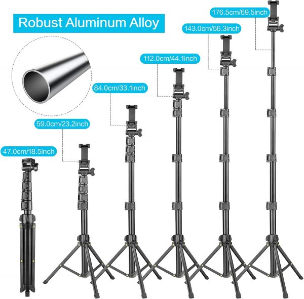 YOTOCversion 1.7 Meter/67 inch Phone Tripod Stand & Bluetoot... - Image 4