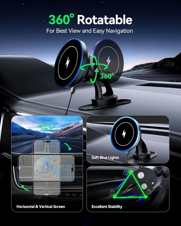 Wireless Car Charger, AGPTEK Mag-safe Car Phone Holder, Car ... - Image 7
