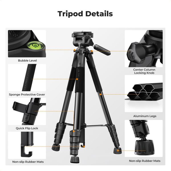 75'' Lightweight Tripod, K&F Concept Compact Tripod for DSLR... - Image 10