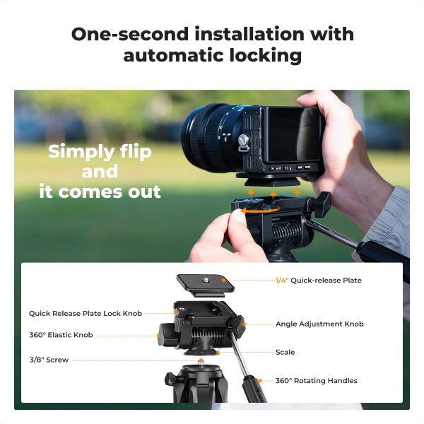 75'' Lightweight Tripod, K&F Concept Compact Tripod for DSLR... - Image 6
