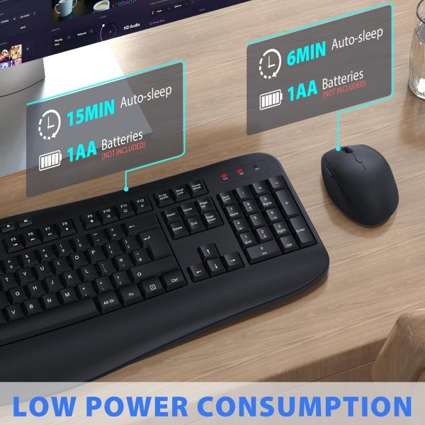 Wireless Keyboard and Mouse Set, 2.4GHz USB Connection, Full... - Image 5