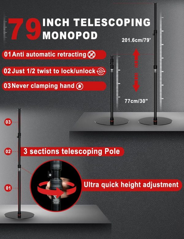 IFOOTAGE Round Base Monopod RB-A400, 79'' Aluminum Photograp... - Image 6