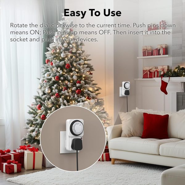 HBN 24 Hour Programmable Mechanical Timer Plug Switch, Energ... - Image 7